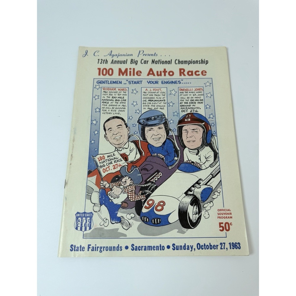 1963 Big Car 100 Mile National Championship Race Program Sacramento 13th Annual